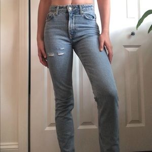 zara high waisted straight leg jeans